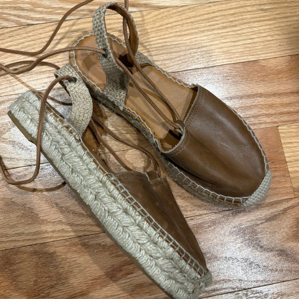 Alohas Leather Espadrilles, Size 37